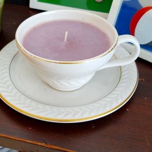 Teacup purple candle